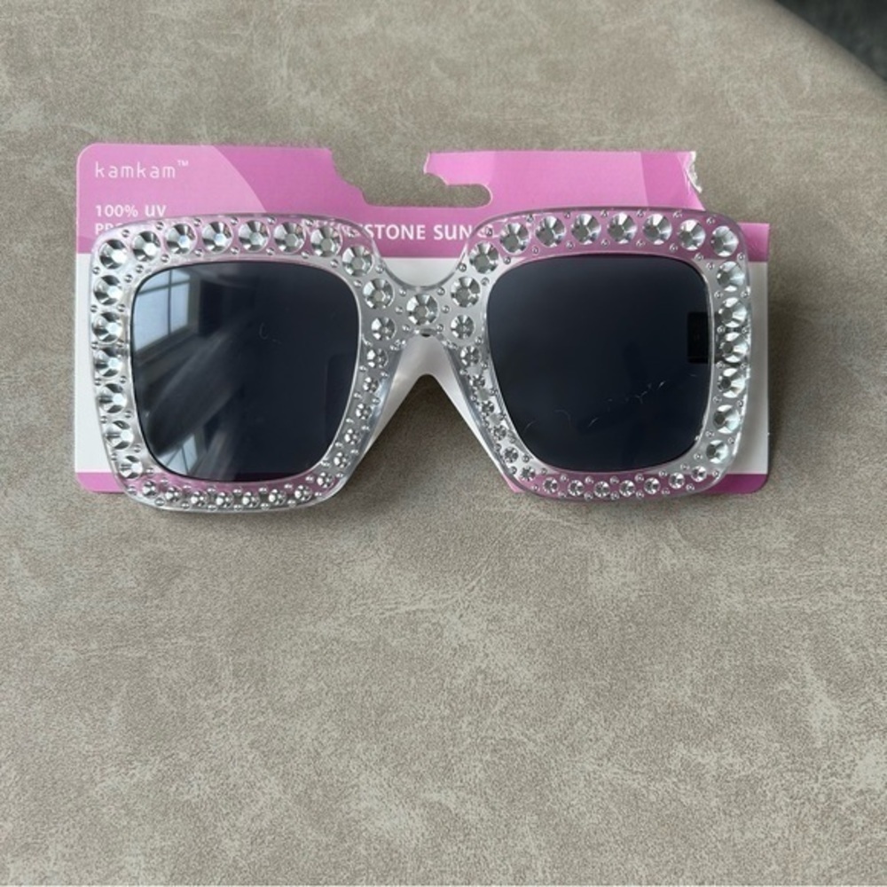 ✨NWT Rhinestone clear oversized statement sunglasses 🕶️ sunshades - Picture 11 of 12